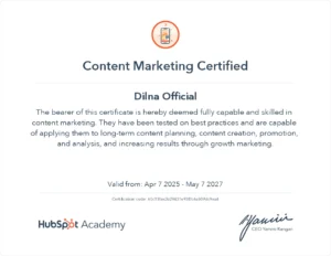 freelance digital marketer certification of content marketing