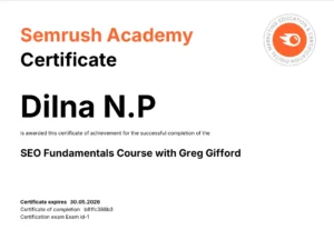 freelance digital marketer certification of SEO